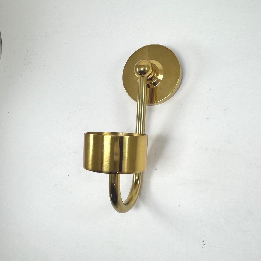 Vintage Solid Brass Wall Candle Holder Sconce Hollywood Regency 1980s - Picture 4 of 6